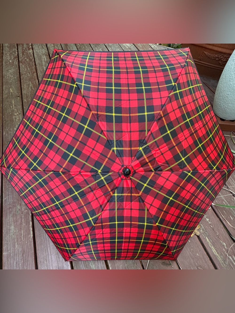 YSL Red Tartan Umbrella with Dolce & Gabbana Shopping Tote Set